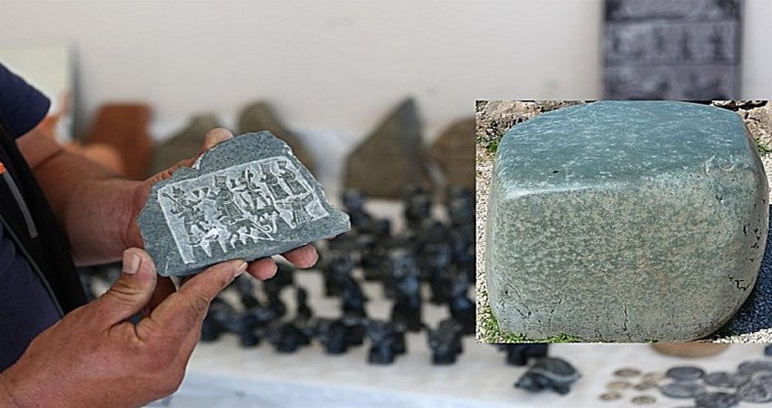 Famous Ancient Hittite Figures And Symbols Engraved In Stone By A Local Artist From Çorum Province, Anatolia