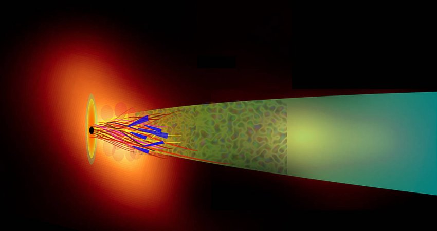 The centre of quasar 3C279 emits flickering gamma radiation, which is characteristic of the phenomenon of magnetic reconnection. (Image: Amit Shukla / Indian Institute of Technology Indore)