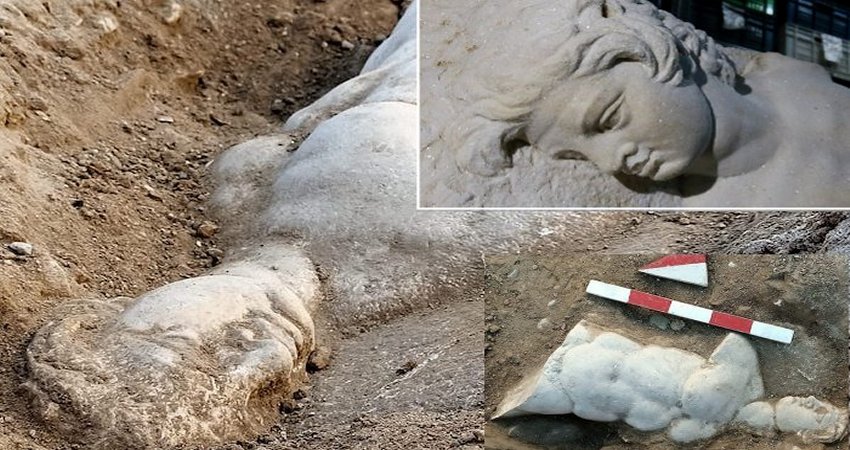 1,800-Year-Old Relief Of Mythological Satyr Figure Under Restoration