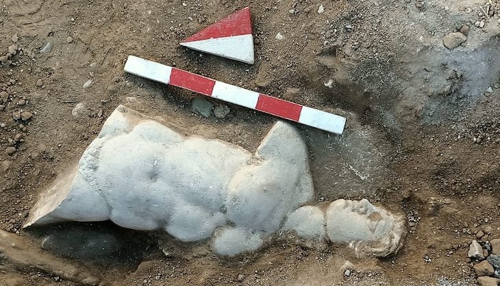 1,800-Year-Old Relief Of Mythological Satyr Figure Under Restoration