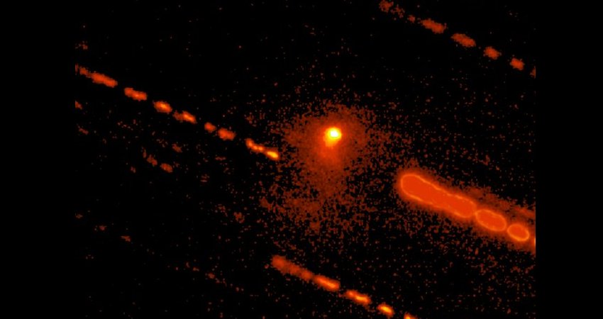 This new image of C/2014 OG392 (PANSTARRS) and its extensive coma combines many digital images into a single 7,700 second exposure. The dashed lines are star trails caused by the long exposure. Images captured October 14, 2020 using the Large Monolithic Imager on the 4.3 m Lowell Discovery Telescope. Credit: Northern Arizona University