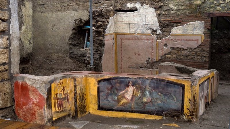 Remarkably Well-Preserved Thermopolium With Frescoes, Food, And Jars Discovered In Pompeii