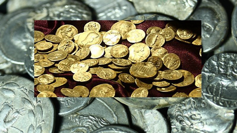 Roman coins discovered in the ancient city of Aizanoi, Kütahya province, western Turkey, Jan. 27, 2020. Image credit AA