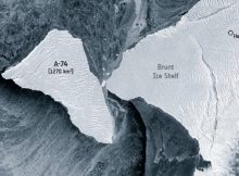 A-74 iceberg near collision with Brunt Ice Shelf