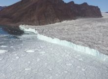 The calving front of Bowdoin Glacier (Photo: Evgeny A. Podolskiy).