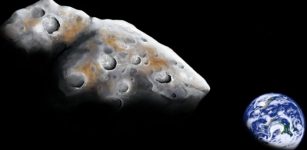 An artist impression of a close flyby of the metal-rich near-Earth asteroid 1986 DA. Astronomers using the NASA Infrared Telescope Facility have confirmed that the asteroid is made of 85% metal. Credit: Addy Graham/University of Arizona