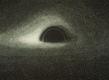 The first rendered image of a black hole, illuminated by infalling matter. In this study, researchers have proposed a model where these objects can gain mass without the addition of matter: they can cosmologically couple to the growth of the universe itself. Image Credit: Jean-Pierre Luminet, “Image of a Spherical Black Hole with Thin Accretion Disk,” Astronomy and Astrophysics 75 (1979): 228–35.