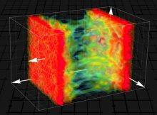 A quark gluon plasma after the collision of two heavy nuclei. Credit: TU Wien