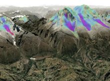 South America’s tropical Andes have about one-quarter less ice than previously thought. (Courtesy of IGE-CNRS, Mapbox, OpenStreetMap, and Maxar)