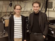 Carina Belvin (left) and Edoardo Baldini work in the MIT lab of Professor Nuh Gedik. Photo Credit: Tianchuang Luo