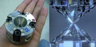 Under pressure. The diamond anvil used in the experiments © 2022 Yokoo et al.