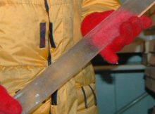 An ice core from the Greenland ice sheet. Credit: Tsutomu Uchida