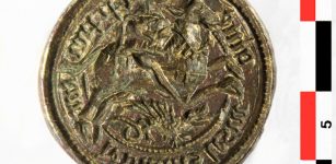 Rare Bronze Seal Matrix Of St. George Slaying The Dragon Discovered In French Castle