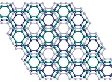 The crystal structure of a layer of graphyne. Credit: Yiming Hu