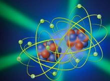 Illustration of a carbon molecule undergoing laser cooling. Credit: Nicoletta Barolini, Columbia University