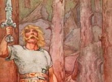Legendary Beowulf Fighting Dragon Grendel In Heroic Poem Written In Anglo-Saxon England