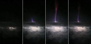 This image series, taken from a video, shows the formation of a gigantic jet over Oklahoma in May 2018. Credit: Chris Holmes