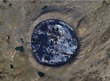 Pingualuit crater lake in Canada is a modern-day example of a cold impact crater-hosted lake on Earth analogous to ancient crater lakes on Mars. Credit: Google Earth