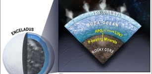 SwRI Lead Scientist Dr. Christopher Glein contributed to new findings that phosphorus in the form of orthophosphate (e.g., HPO42-) is likely abundant in the subsurface ocean of Saturn's moon Enceladus. A soda or alkaline ocean (containing NaHCO3 and/or Na2CO3) inside of Enceladus interacts geochemically with a rocky core. Modeling indicates that this interaction promotes the dissolution of phosphate minerals, making orthophosphate readily available to possible life in the ocean. Because phosphorus is an essential ingredient for life, this finding bolsters mounting evidence for habitability within this small Saturnian moon. Credit: Southwest Research Institute