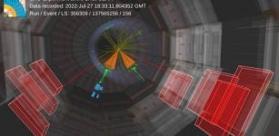 Run 3 event display by CMS showing the top-quark pair decay. Credit: CERN