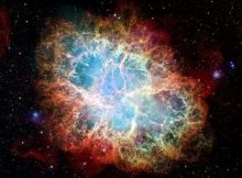 Image of the Crab Nebula, a remnant of a supernova explosion. Scientists are studying the extreme environments in supernovae to understand where the heavy elements came from. (Image by the National Aeronautics and Space Administration.