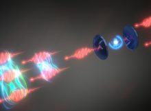 Artist's impression of how photons bound together after interaction with artificial atom. Image credit: The University of Basel