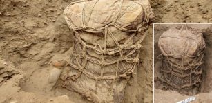 A 500-Year-Old Funerary Bundle And Pottery Probably Belonging To Ychsma Culture - Unearthed Near Lima, Peru