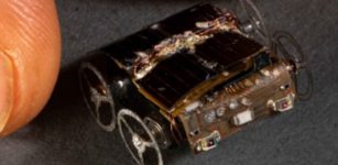 Researchers at the University of Washington have now created MilliMobile, a tiny, self-driving robot powered only by surrounding light or radio waves. It’s about the size of a penny and can run indefinitely on harvested energy.Mark Stone/University of Washington