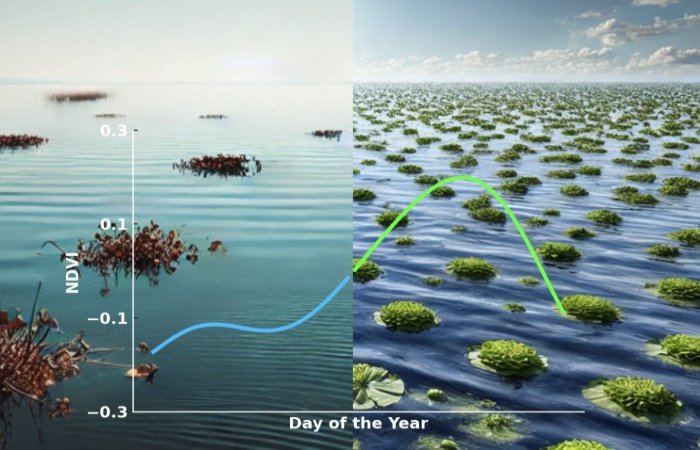 Can We Find Floating Vegetation On Ocean Planets?