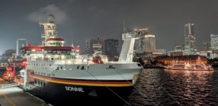 Research vessel SONNE Set Sail From Yokohama, Japan, On A Research Expedition To The Northwest Pacific