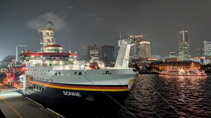 Research vessel SONNE Set Sail From Yokohama, Japan, On A Research Expedition To The Northwest Pacific